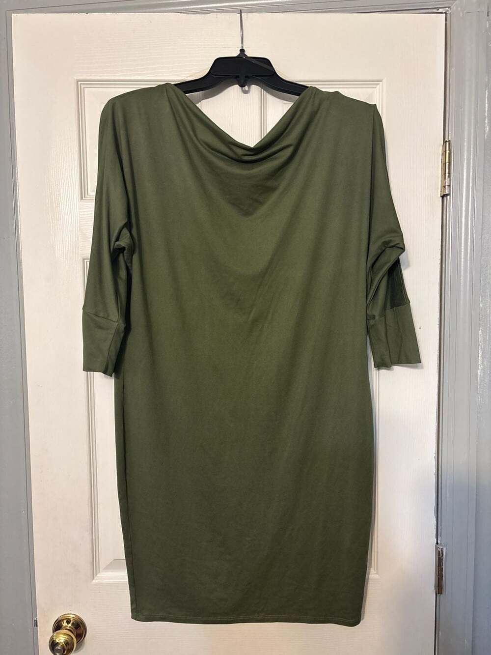Fashion Nova Olive Green Cowl Neck 3/4 Sleeve Mini Dress Size L